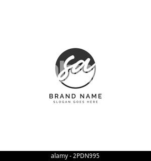 S, A, SA Initial letter handwritten and signature vector image template in round shape logo Stock Vector