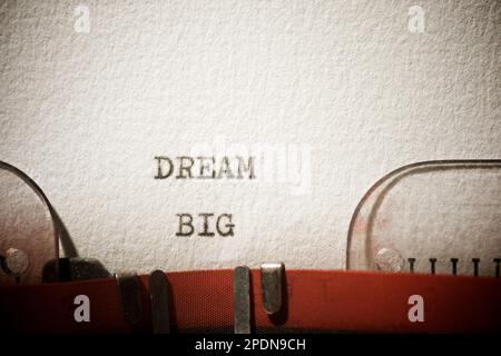 Dream big text written with a typewriter. Stock Photo