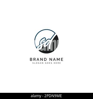 S, D, SD Initial letter handwritten and signature vector image template in round shape logo Stock Vector