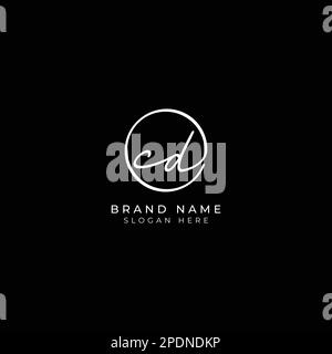 C, D, CD Initial letter handwritten and signature vector logo. Business template in round shape line art Stock Vector