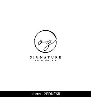 O, G, OG Initial letter handwritten and signature vector logo. Business template in round shape line art Stock Vector