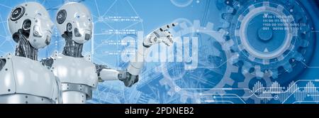 Robotic Artificial Intelligence AI Technology for Automation factory Industry concept wide for advertising banner background Stock Photo