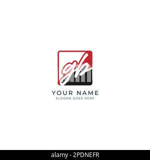G, B, GB Initial letter handwritten and signature vector image template in square shape logo Stock Vector