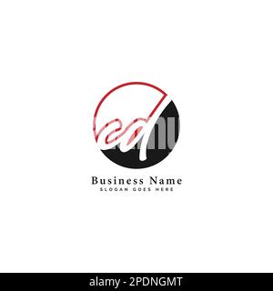 C, D, CD Initial letter handwritten and signature vector image template in round shape logo Stock Vector