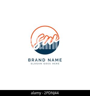 S, W, SW Initial letter handwritten and signature vector image template in round shape logo Stock Vector