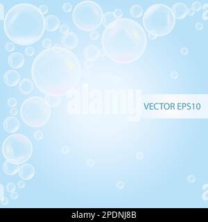Cute, realistic, fun water bubbles flying randomly. Stock Vector