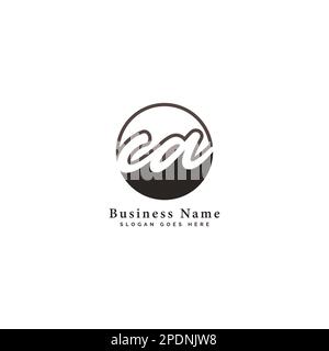 C, A, CA Initial letter handwritten and signature vector image template in round shape logo Stock Vector