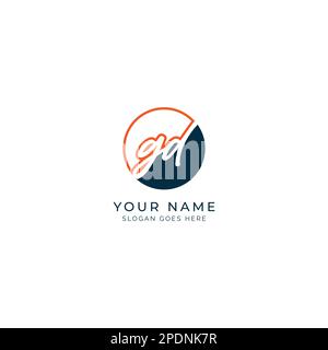 G, D, GD Initial letter handwritten and signature vector image template in round shape logo Stock Vector