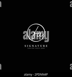 F, A, FA Initial letter handwritten and signature vector logo. Business template in round shape line art Stock Vector