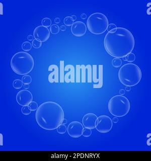 Cute, realistic, fun water bubbles flying randomly. Stock Vector