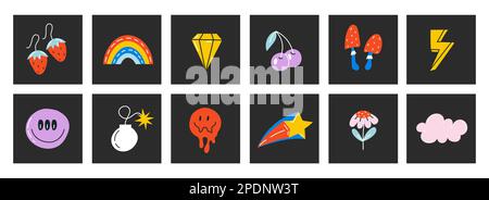 Abstract funny cute Comic characters.  Stock Vector
