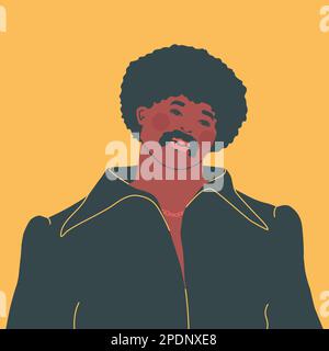 Fashion and style of the 70s. Handsome young man in vintage style ...
