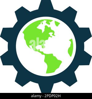 Earth planet in the cogwheel as a conceptual icon Stock Vector