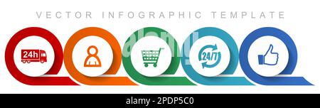 Shopping icon set, miscellaneous icons such as 24h delivery, customer, cart and like for webdesign and mobile applications, flat design infographic ve Stock Vector