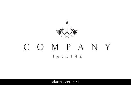 Vector logo on which an abstract image of two crossed axes and a spear in the middle. Stock Vector