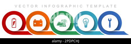 Power and energy icon set, miscellaneous icons such as battery, solar power, light bulb and tool for webdesign and mobile applications, flat design in Stock Vector
