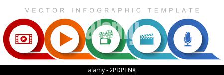 Entertainment icon set, miscellaneous icons such as video, play, cinema, movie and music for webdesign and mobile applications, flat design infographi Stock Vector