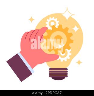 Idea Light bulb and gear Working Process Stock Vector