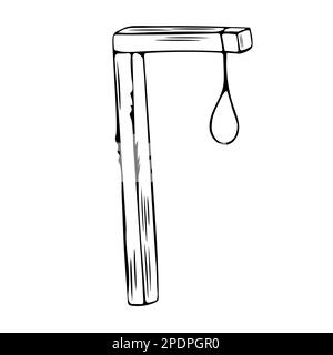 Hand-drawn wooden gallows with doodle loop vector illustration Stock Vector
