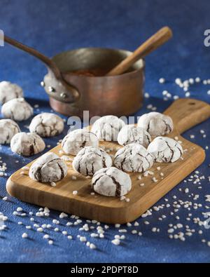 Crinkles. Chocolate cookies. Stock Photo