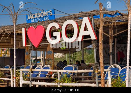 I love Goa sign. Candolim beach Goa India Stock Photo