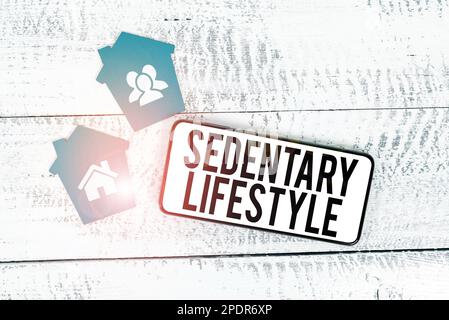 Handwriting text Sedentary Lifestyle. Word Written on ways and means of life involved in much sitting and low physical activity Stock Photo