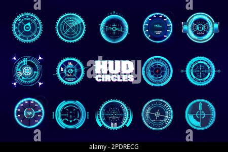 Circle HUD Military holograms, crosshairs, sniper. Cyberpunk style Stock Vector