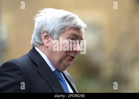 London, UK. 15th Mar, 2023. London UK 15th March 2023Nicholas True, Baron True CBE Leader of the House of Lords and Lord Keeper of the Privy Seal arrives in Downing Street on the day of the Spring Budget Credit: MARTIN DALTON/Alamy Live News Stock Photo