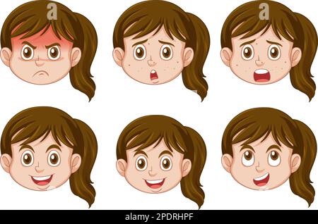 Puberty Girl Cartoon Characters Set illustration Stock Vector Image ...