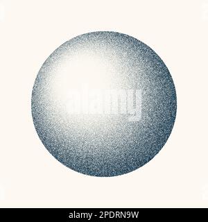 Round shaped dotted object, vintage stipple element. Fading gradient. Stippling, dotwork drawing, shading using dots. Halftone disintegration effect Stock Vector