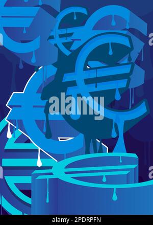 Euro Sign Graffiti. Abstract modern street art of European Union Currency symbol performed in urban painting style. Stock Vector