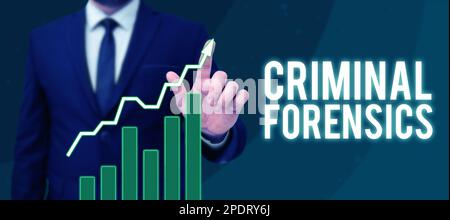 Text caption presenting Criminal Forensics. Word for Federal Offense actions Illegal Activities punishable by Law Stock Photo
