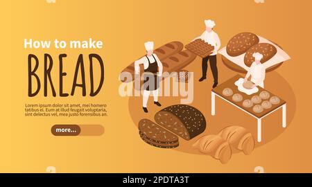 Bread production horizontal banner with wide choice symbols isometric vector illustration Stock Vector