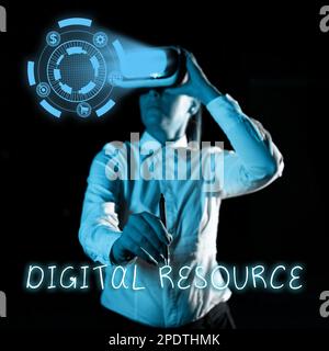 Sign displaying Digital Resource. Conceptual photo content that distributed digitally over the Internet Stock Photo