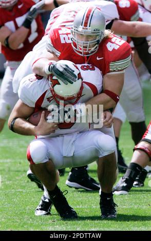 Buckeye Linebackers AJ Hawk, Anthony Schlegel and Bobby Carpenter.