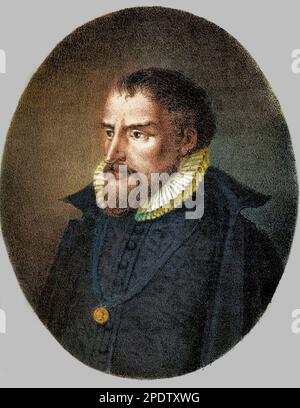 Portrait de Roland de Lassus (Orlandus ou Orlando di Lasso, vers 1531-1594), compositeur franco-flamand.Gravure du 19eme siecle. Stock Photo