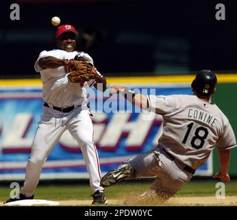 Florida Marlins Jeff Conine(18) celebrates with teammates after scoring in  the 5th inning against the New York Yankees in game 5 of the 2003 MLB World  Series, at Pro Player Stadium, Miami