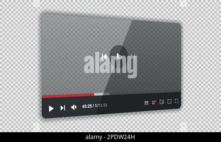 Transparent multimedia frame template. Live broadcast window layout, player. On-line translation. Concept of social networks. Vector illustration. EPS Stock Vector