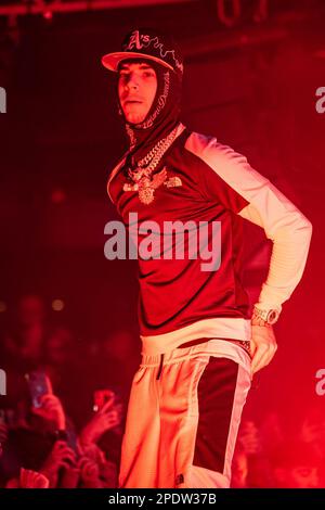 Italian rap/hip hop singer Shiva during the Milano Demons Live Tour  concert, held at the Orion live club in Rome, Italy on March 14, 2023,  Claudio Enea/Sport Reporter Stock Photo - Alamy