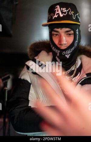 Italian rap/hip hop singer Shiva during the Milano Demons Live Tour  concert, held at the Orion live club in Rome, Italy on March 14, 2023,  Claudio Enea/Sport Reporter Stock Photo - Alamy