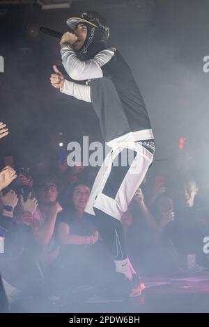 Italian rap/hip hop singer Shiva during the Milano Demons Live Tour  concert, held at the Orion live club in Rome, Italy on March 14, 2023,  Claudio Enea/Sport Reporter Stock Photo - Alamy