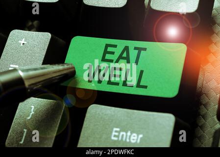 Conceptual display Eat Well. Business idea Practice of eating only foods that are whole and not processed Stock Photo