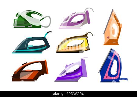 Various steam irons cartoon illustration collection Stock Vector
