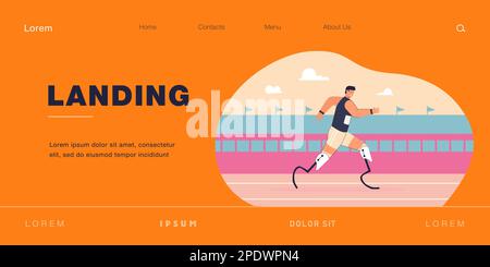 Runner with prosthetic legs jogging on sport track Stock Vector
