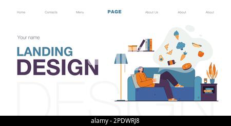 Girl lying on sofa with tablet and making order in online store Stock Vector