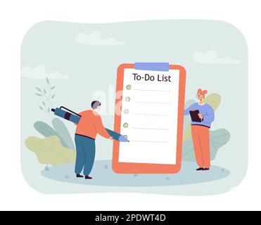 Office worker standing in front of big clipboard with to do list Stock Vector