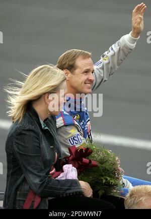 Rusty Wallace and his wife, Patti, ride in their final driver ...