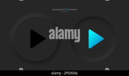 A set of round buttons with black and blue play symbols. Stock Vector