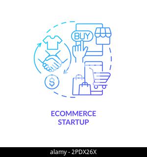 Ecommerce startup blue gradient concept icon Stock Vector