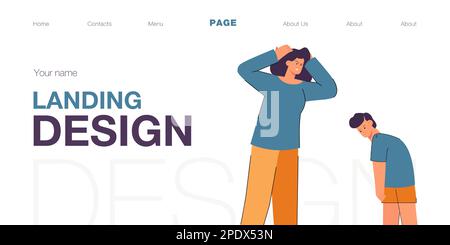 Angry mother screaming at naughty son Stock Vector